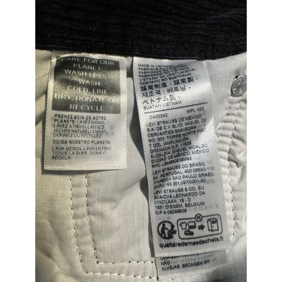 Levi's Low Pro‎ Corduroy Pants Mens 31x30 Black Straight Leg Mid Rise Jeans - Picture 5 of 8